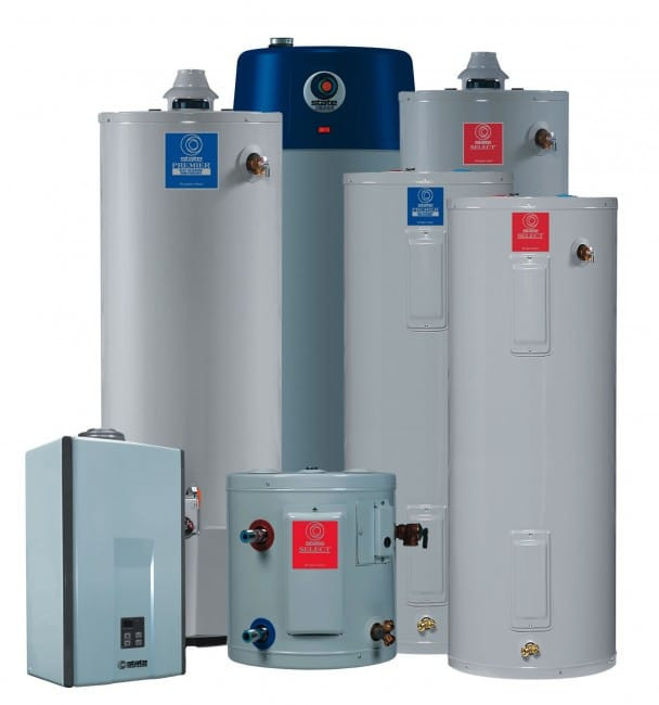 Licensed plumber inspecting a water heater